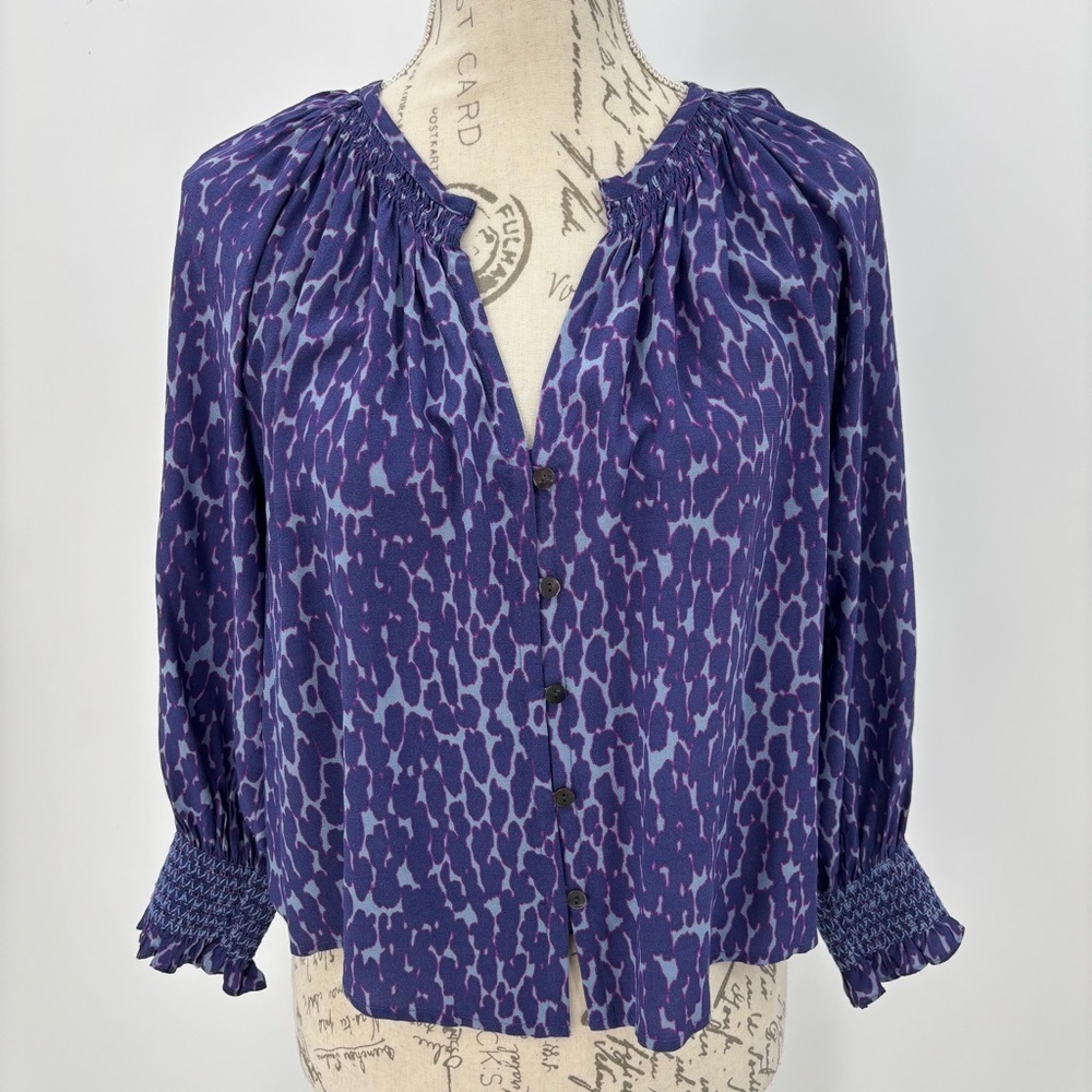 Rails Purple Smocked Blouse with Relaxed Fit - Picture 5 of 15